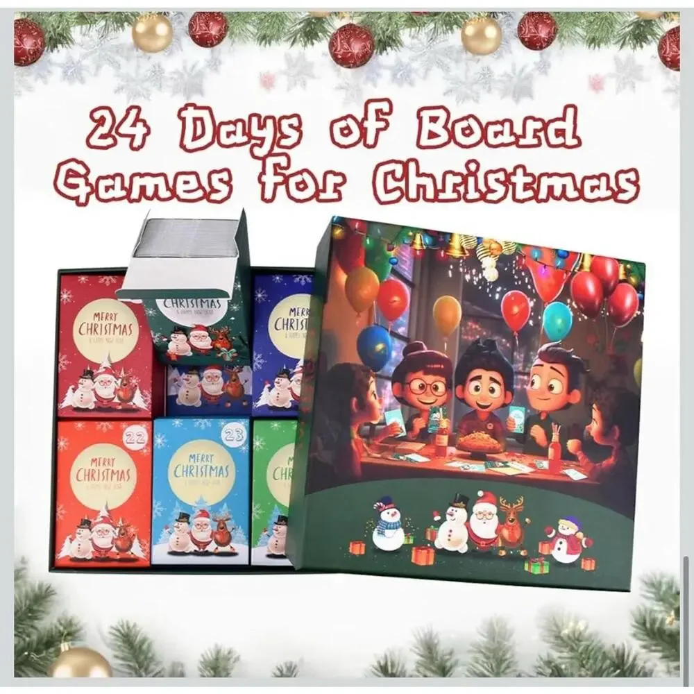 Christmas Board Game Set, Advent Calendar 24-day Countdown Card‎ Games